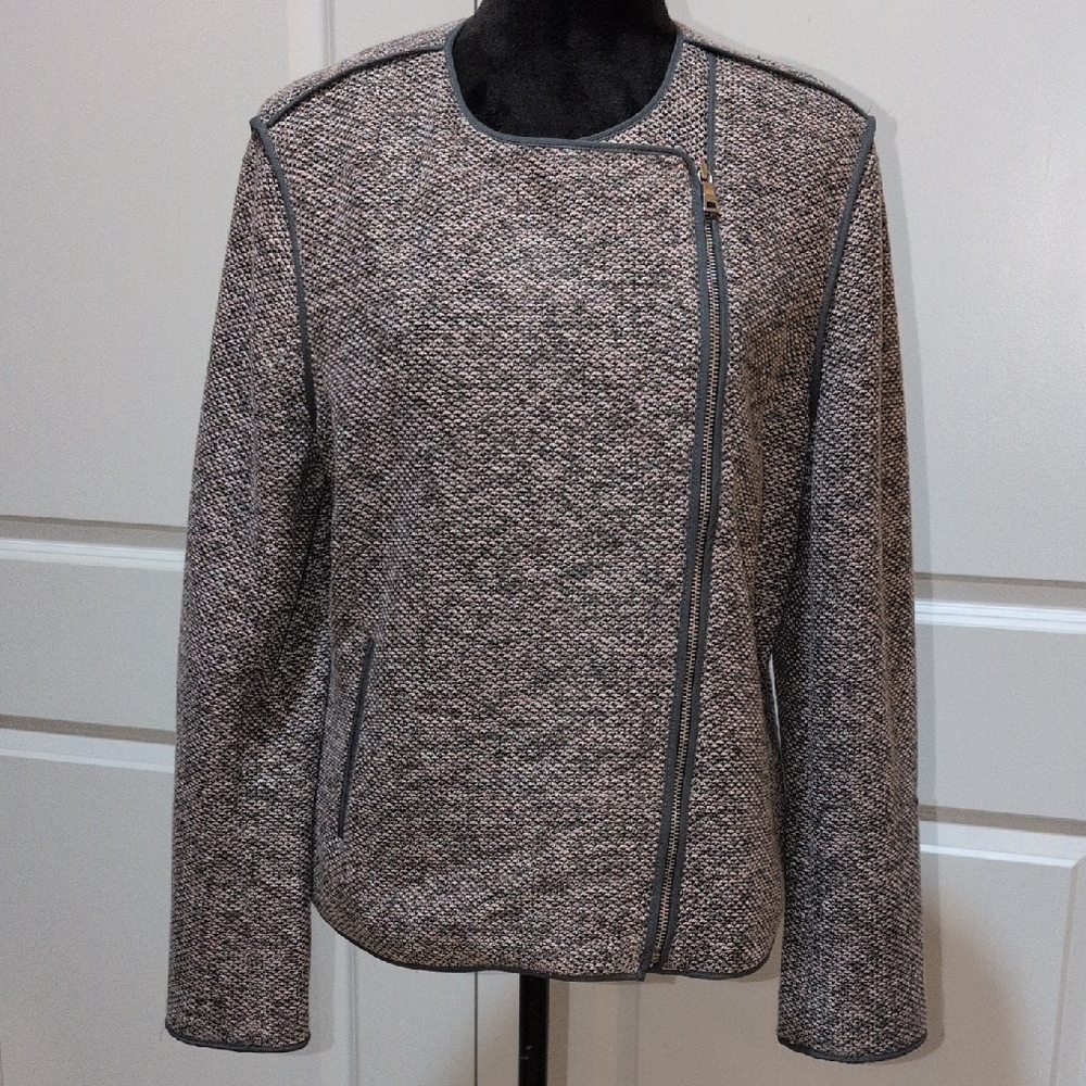 NWOT Ann Taylor Grey And Pink Moto Jacket